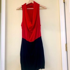Red and black dress with racer back. Light weight great with black heels! Size M